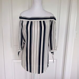 Frank Lyman off the shoulder striped top